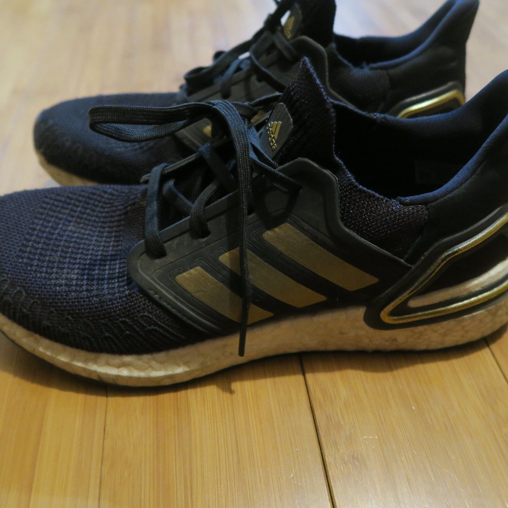 Adidas Ultraboost 20 Running Shoes Us Men's 8.5 Black Metallic Gold White Ee4393